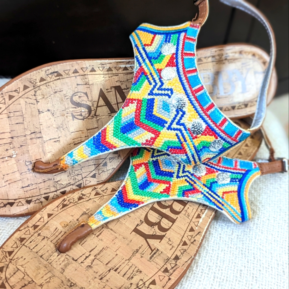Sam & Libby patterned colorful thong sandals size 9